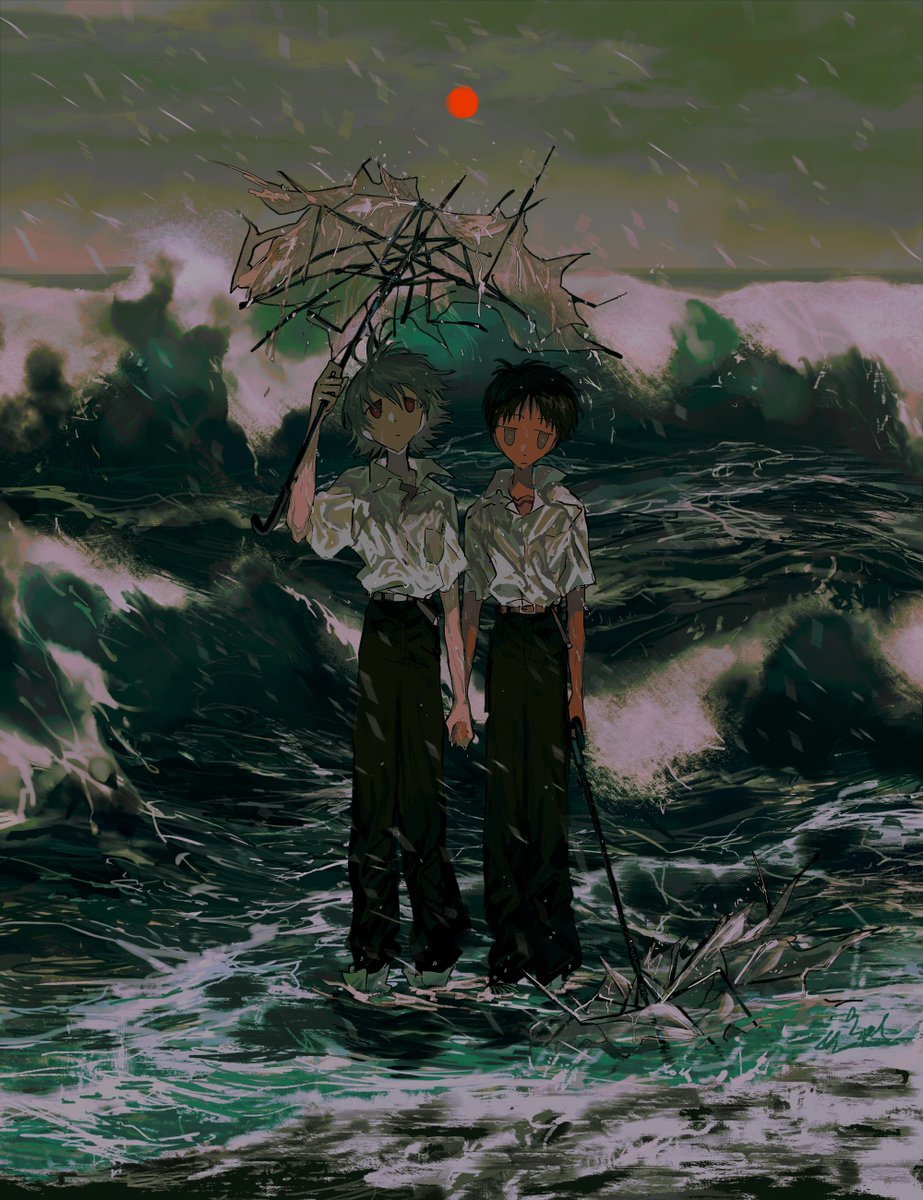 碇シンジ(エヴァンゲリオン) ,渚カヲル 「4月-6月 」|魚のイラスト