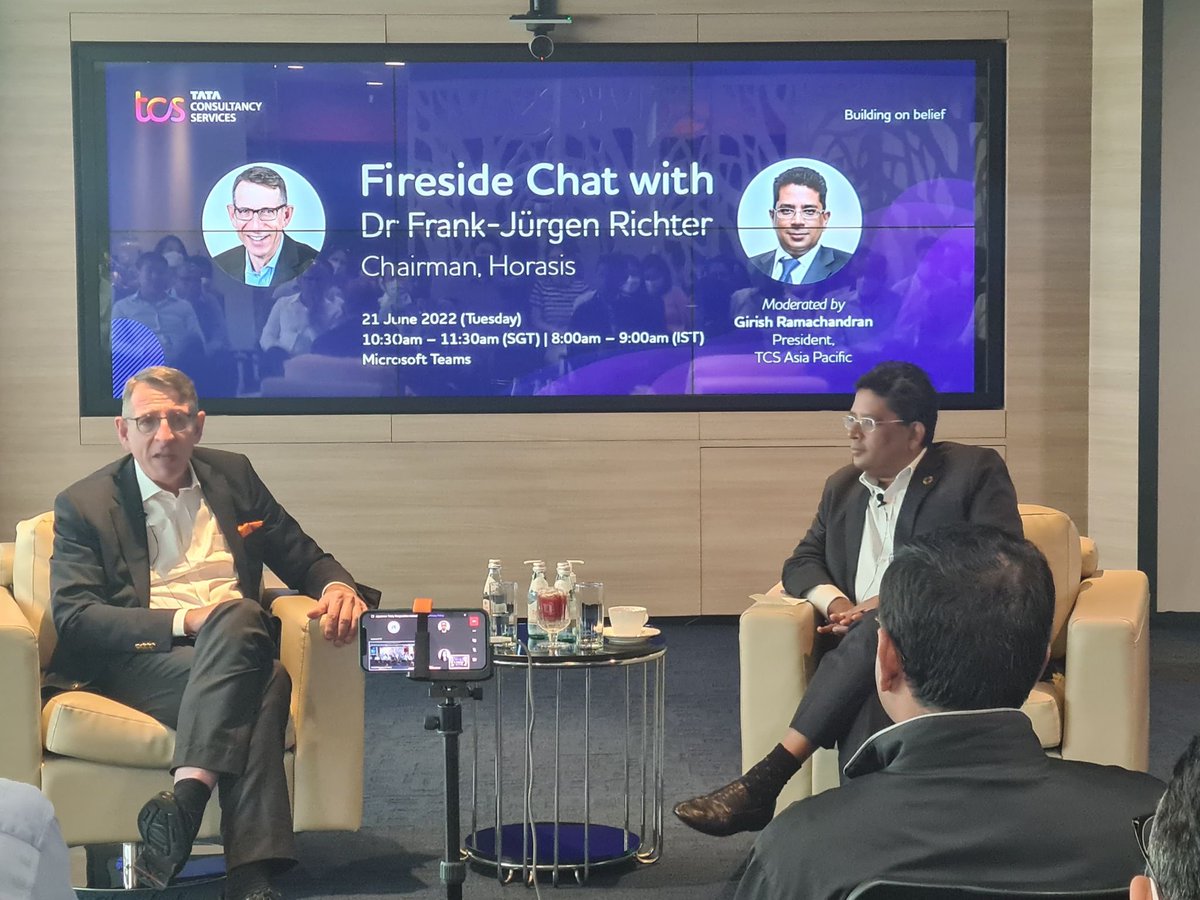 We had the privilege of hosting Dr Frank-Jürgen Richter, Founder and Chairman, Horasis, where he had a fireside chat with Girish Ramachandran, President, TCS Asia Pacific, on a range of subjects that are dominating media headlines around the world. #BuildingonBelief