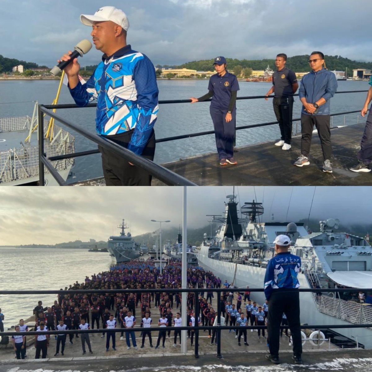 mahawangsa1504's tweet photo. ARMADA SPORTIF. Aktiviti senamrobik bagi memastikan 3K (Kesegakan, Kecergasan dan Kesihatan)  menjadi amalan warga Armada Barat.

Semangat kesukanan dan kemeriahan dapat dirasai di sekitar Jeti Air Dalam, Tambatan Pangkalan Lumut.

#4forLife
#NavyPeople https://t.co/5lACeh7tcV