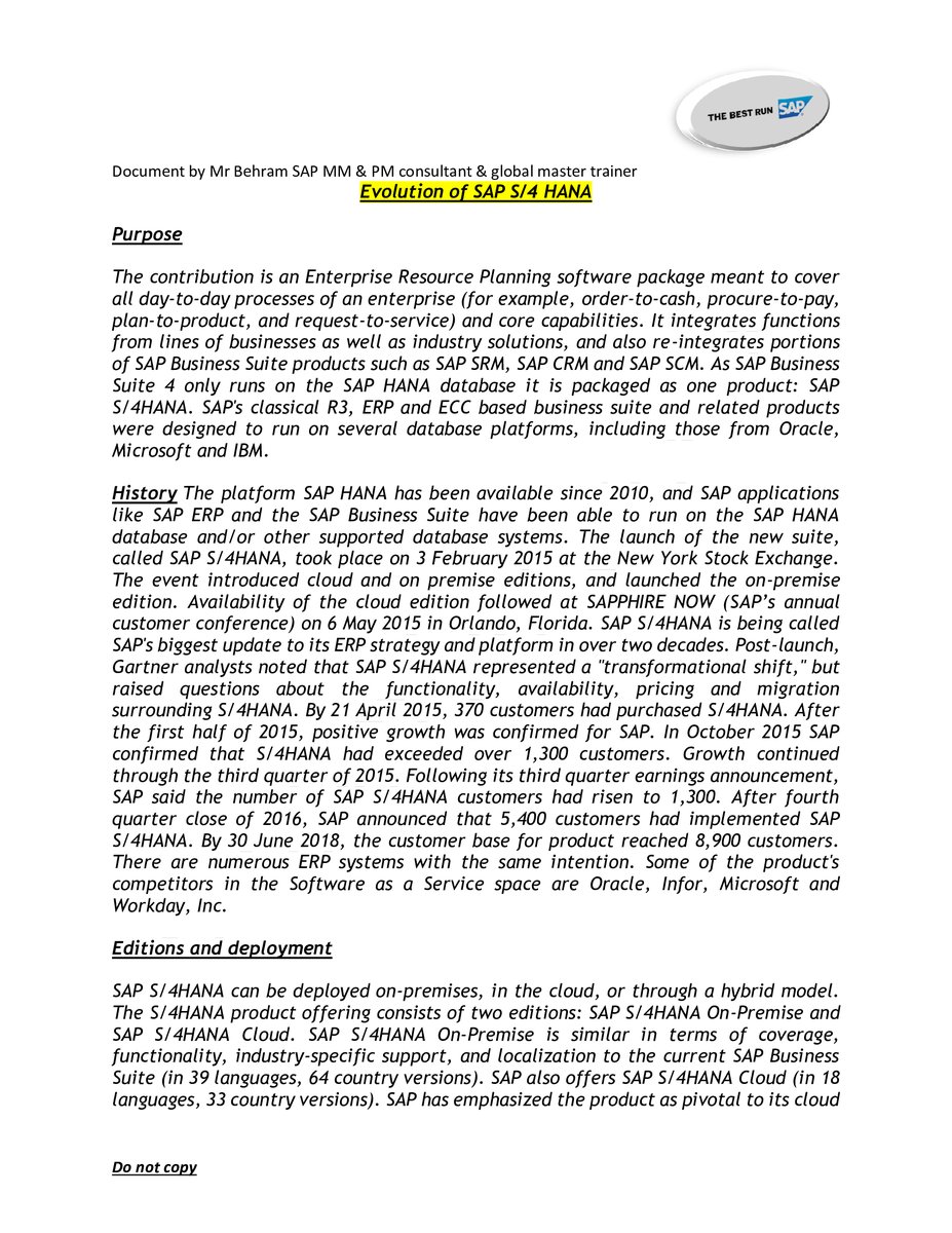 ComradesTechSAP's tweet photo. An article on transcribed by me "Evolution of SAP S/4 HANA" is here for knowledge ,please.
#sap #sapmm #sappm #sapcommunity #saphana #comradestech #sapewm #sapfico #sapsuccessfactors #sapabap #sapsd #saphcm #sappp #sapfiori #sapariba https://t.co/NnGysXCdAO