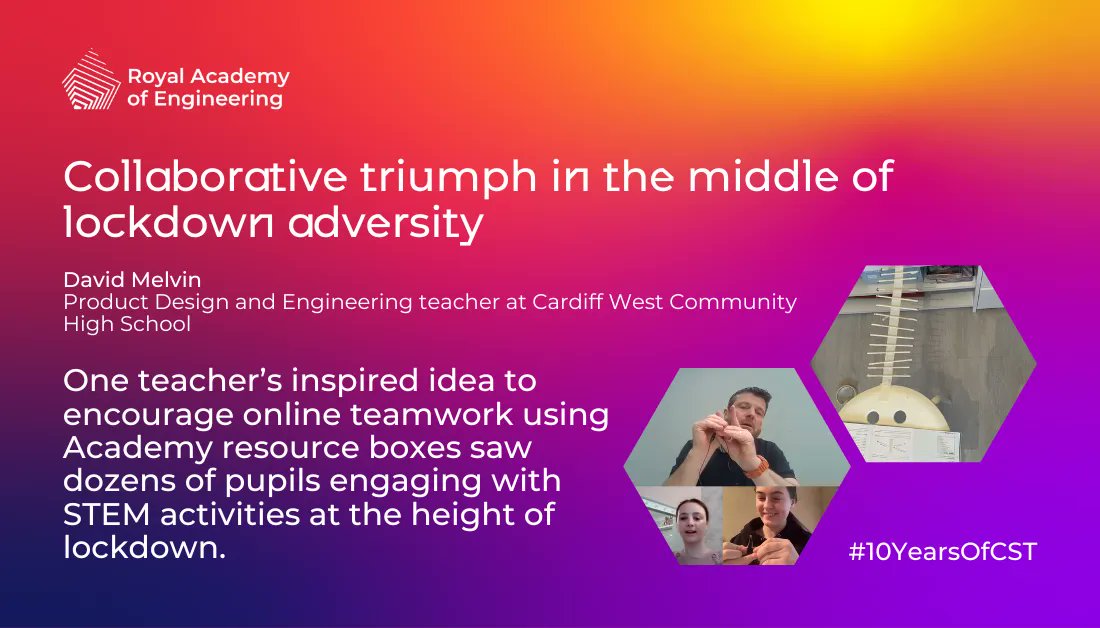 EduRAEng's tweet photo. David Melvin used our #STEM resource packs to engage learners at his school with practical activity even whilst teaching from home during lockdown.
Read more stories from #10YearsOfCST: https://t.co/vVNNRSy9GX https://t.co/5CHyaeHQL4