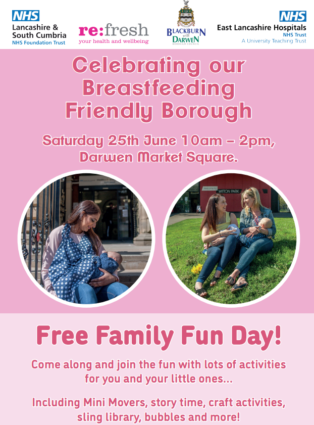 As part of National Breastfeeding Week, we are celebrating being a breastfeeding friendly borough! Join us on 25th June
bewellbwd.com/news/celebrate… <a href="/refreshbwd/">refresh BwD</a> <a href="/ELHT_NHS/">East Lancashire Hospitals NHS Trust 💙</a> <a href="/blackburndarwen/">Blackburn with Darwen Council</a>