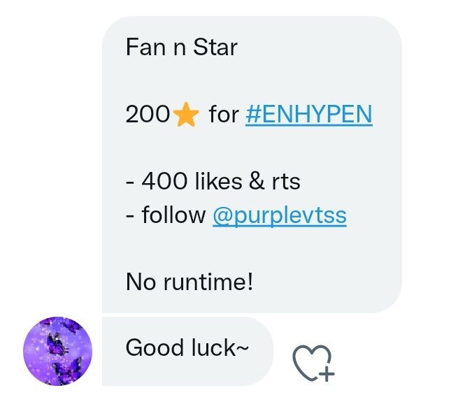 Fan n Star

200⭐ for #ENHYPEN 

- 400 likes &amp; rts
- follow <a href="/purplevtss/">Purple Votes</a> 

No runtime!

#ENVOOSTERS #ENFuelup