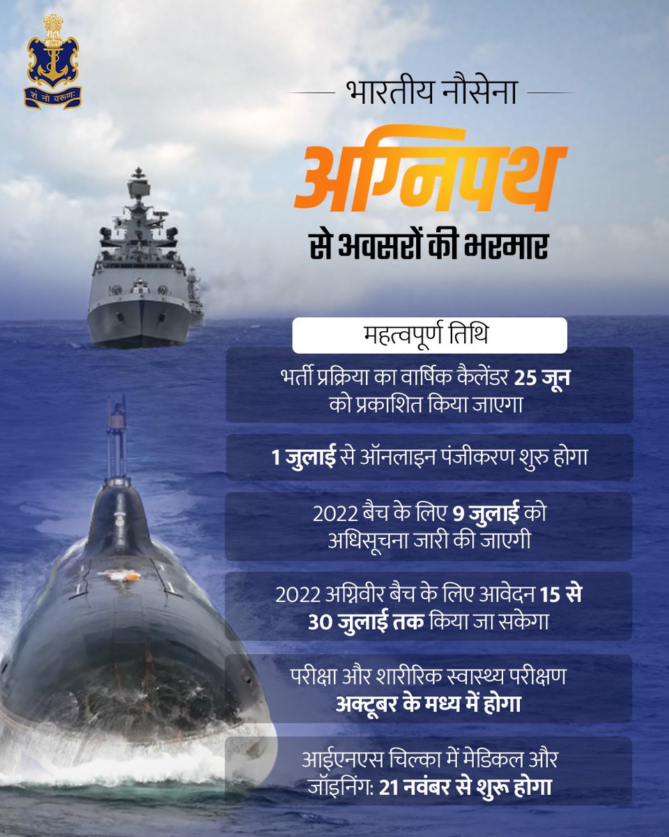 _DigitalIndia's tweet photo. Great opportunity for Agniveers in @indiannavy! Here are the important dates to remember! #BharatKeAgniveer #IndiaWithAgniveer https://t.co/ZiO8O0HbcO