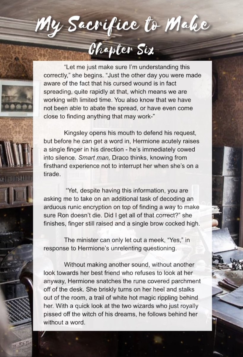 sarahsempra's tweet image. Chapter 6 coming this Saturday 🤍 #dhrwipwednesday #dramione #mstm #mysacrificetomake