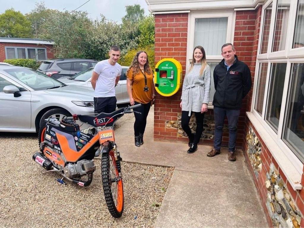 We are pleased to announce that we have recently had a Defibrillator installed at our Head Office. The importance of this device is vital in helping someone who goes into a sudden cardiac arrest. 

defibfinder.uk

Local Speedway sensation Jack Thomas unveiled the device.
