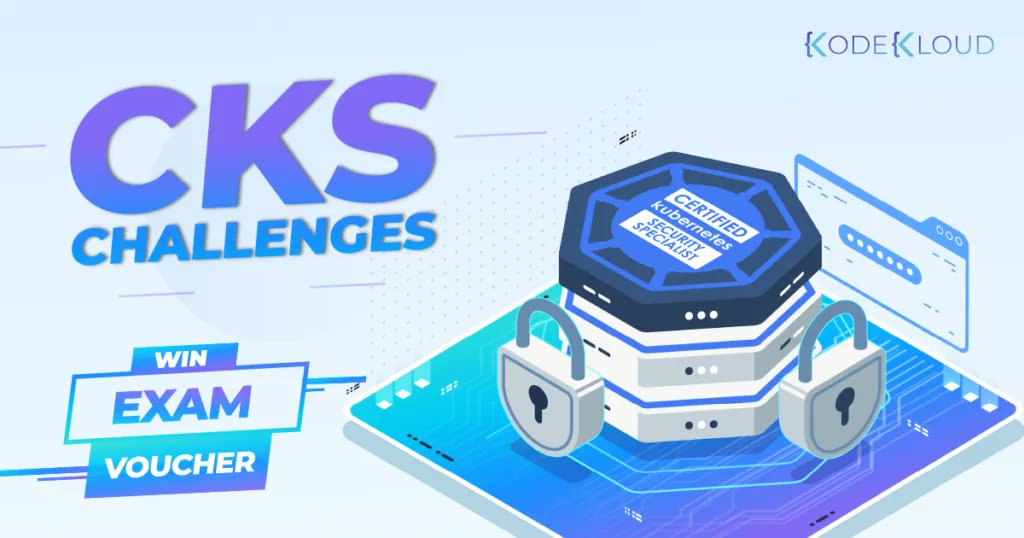 KodeKloudHQ's tweet photo. Win exciting prizes with CKS Challenges 🎁🎁

Check out the Certified Kubernetes Security Specialist Challenge Series, where you can put all your hardcore Kubernetes skills to the test.

Link to the CKS challenges: https://t.co/Ya5Uz677gj

Get started now! https://t.co/hq5sETywf3
