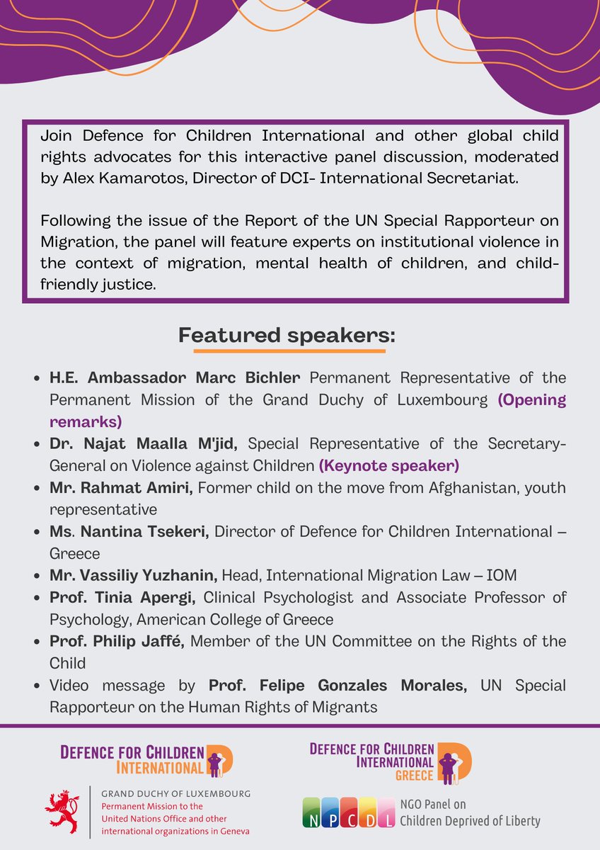 DCIsecretariat's tweet photo. Join DCI for a #HRC50 side event on "Institutional violence against children on the move," featuring a panel discussion by child rights experts!

📅 Thurs 30 June
⏰ 1-2:30pm CEST
📍 In-person (Varembé Conference Centre, Geneva) and online

Register now! https://t.co/BHexWeDaBJ https://t.co/mJeLrHHVsk