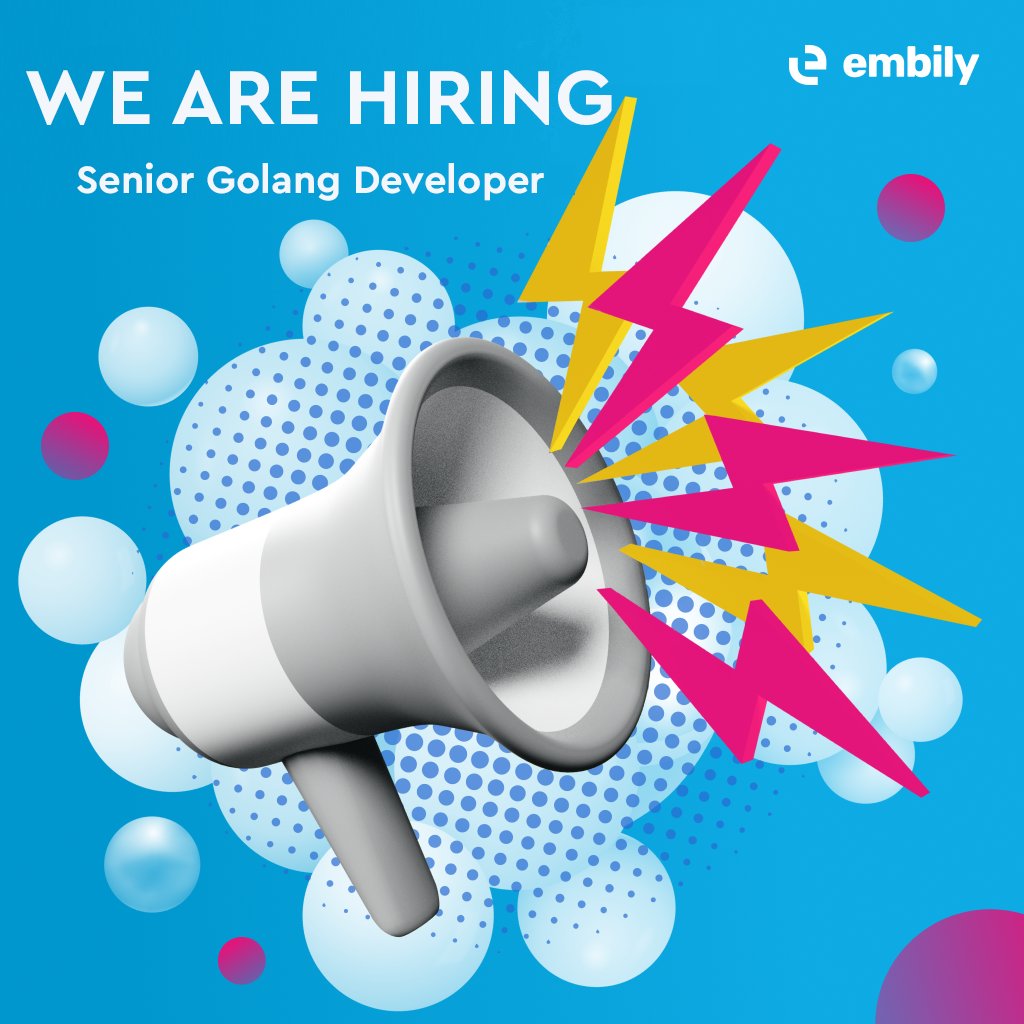 EmbilyCard's tweet photo. We are hiring! 
Our team is expanding and looking for a Senior Golang Developer. Apply today if you think you’re a good fit or recommend to us the perfect candidate for a reward 💸 Link:
https://t.co/OQr4gQPZjL

#embily #jobvacancy #vacancy https://t.co/w1ExsNF0Xt