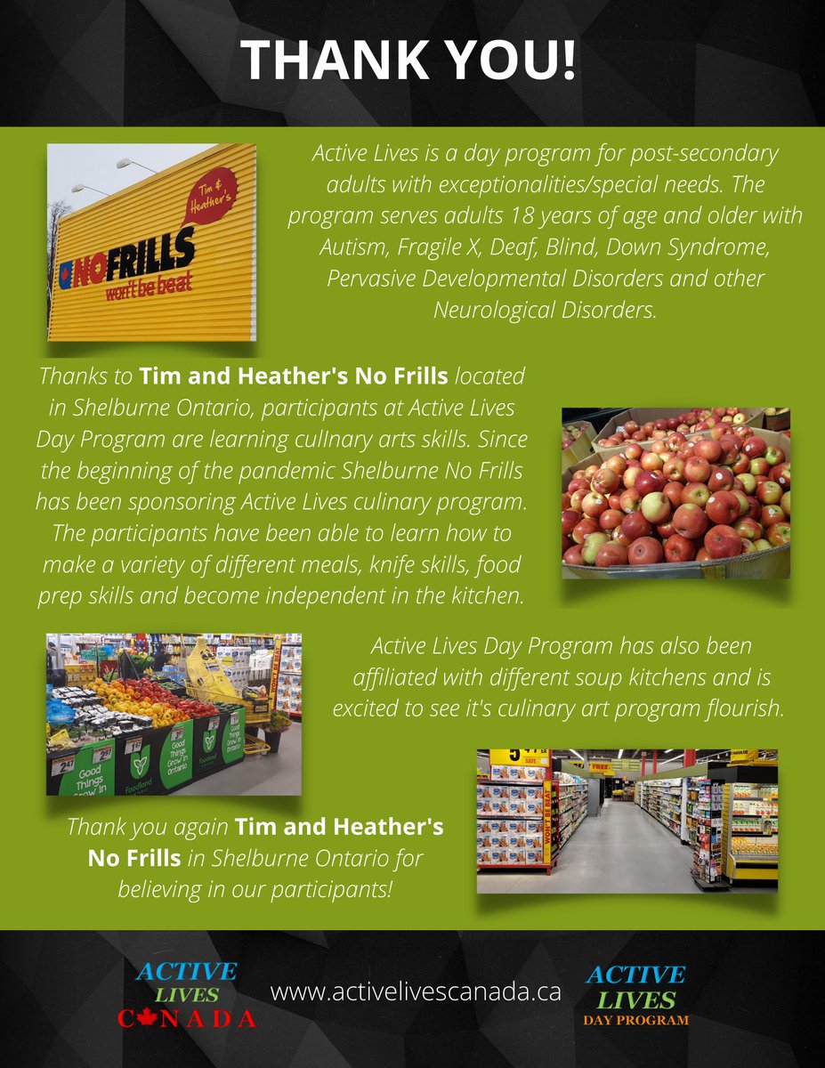 ActiveLivesCA's tweet photo. Big thank you to Tim &amp; Heathers @nofrillsCA https://t.co/Gnokm0sikE