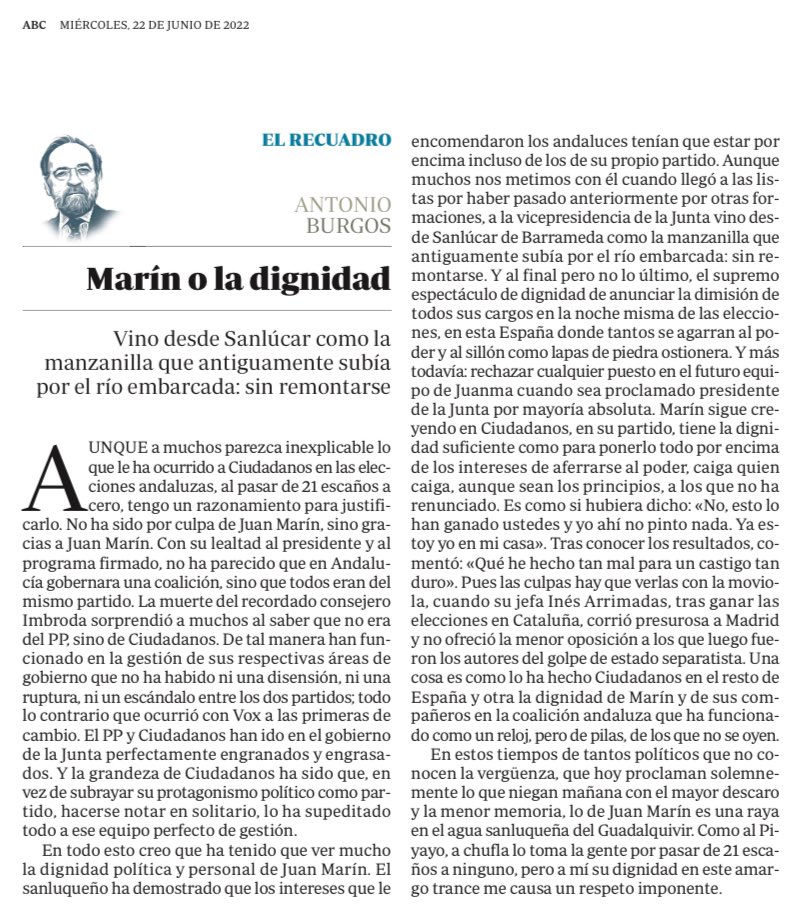 JuanMarin_'s tweet photo. Solo he hecho lo que mi conciencia me dijo que tenía que hacer por esta tierra.

Servir a #Andalucía ha sido y será por siempre el mayor honor de mi vida.

Gracias por estas palabras, @AbeInfanzon, y a todos los que en las últimas horas me habéis dado tantas muestras de cariño. https://t.co/0xyRcwR71h