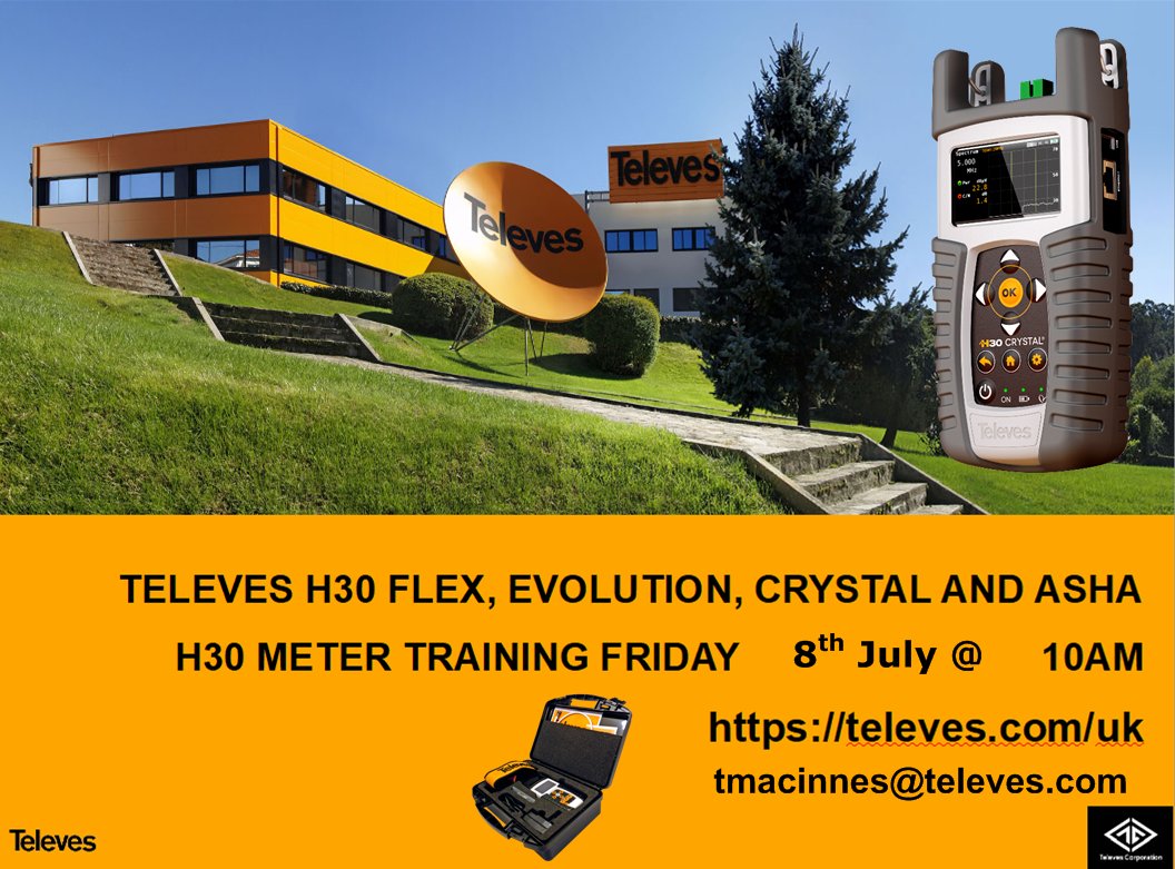 The next online H30 Training Session will be on Friday the 8th of July at 10am.  Anyone wanting to attend please drop me an email to tmacinnes@televes.com and I will add you to the list.