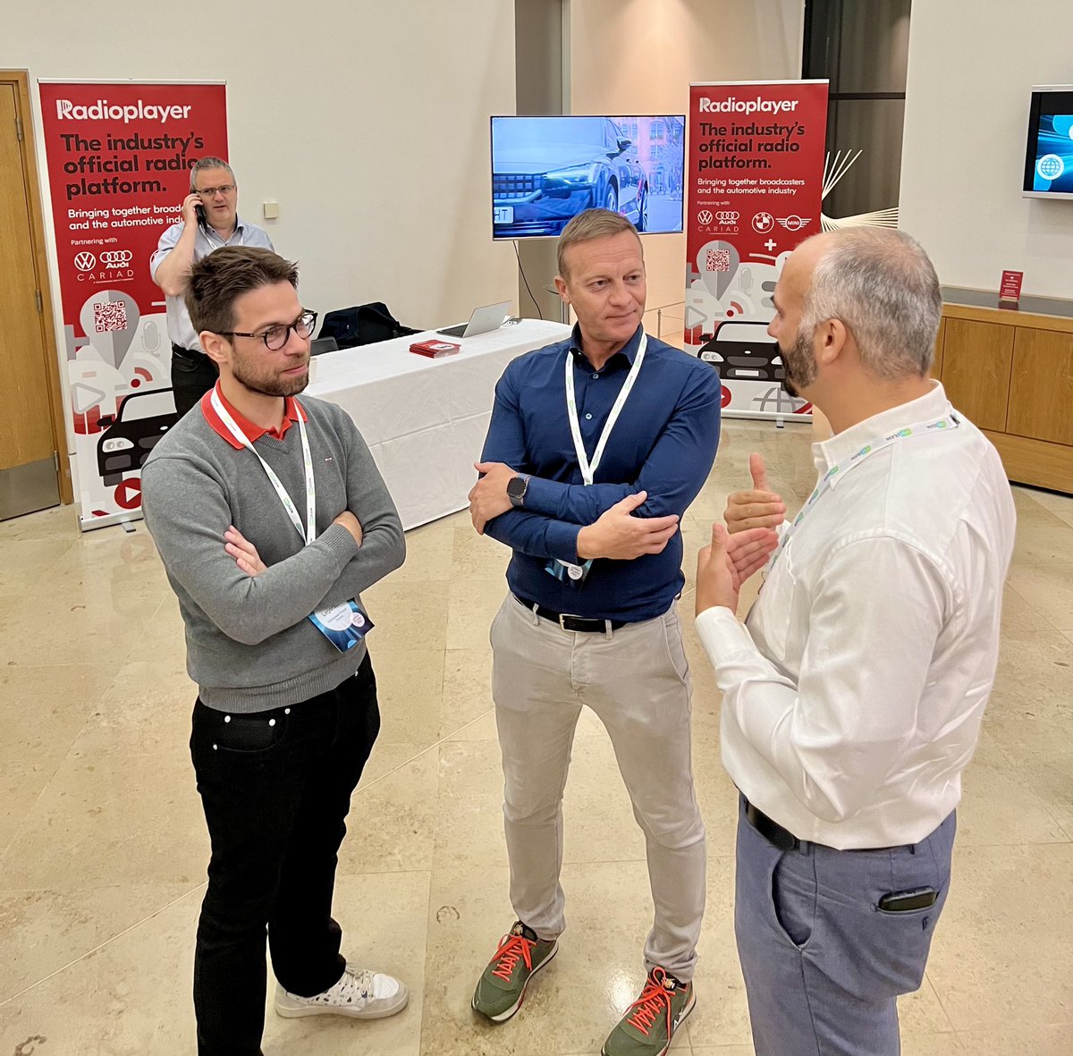 Radioplayer is proud to be sponsoring, speaking, and exhibiting at the #WorldDABauto22 conference today. Lots of great conversations, including with Radioplayer team members <a href="/ylegarson/">Yann LEGARSON</a> and <a href="/eugeniolateana/">Eugenio La Teana</a>