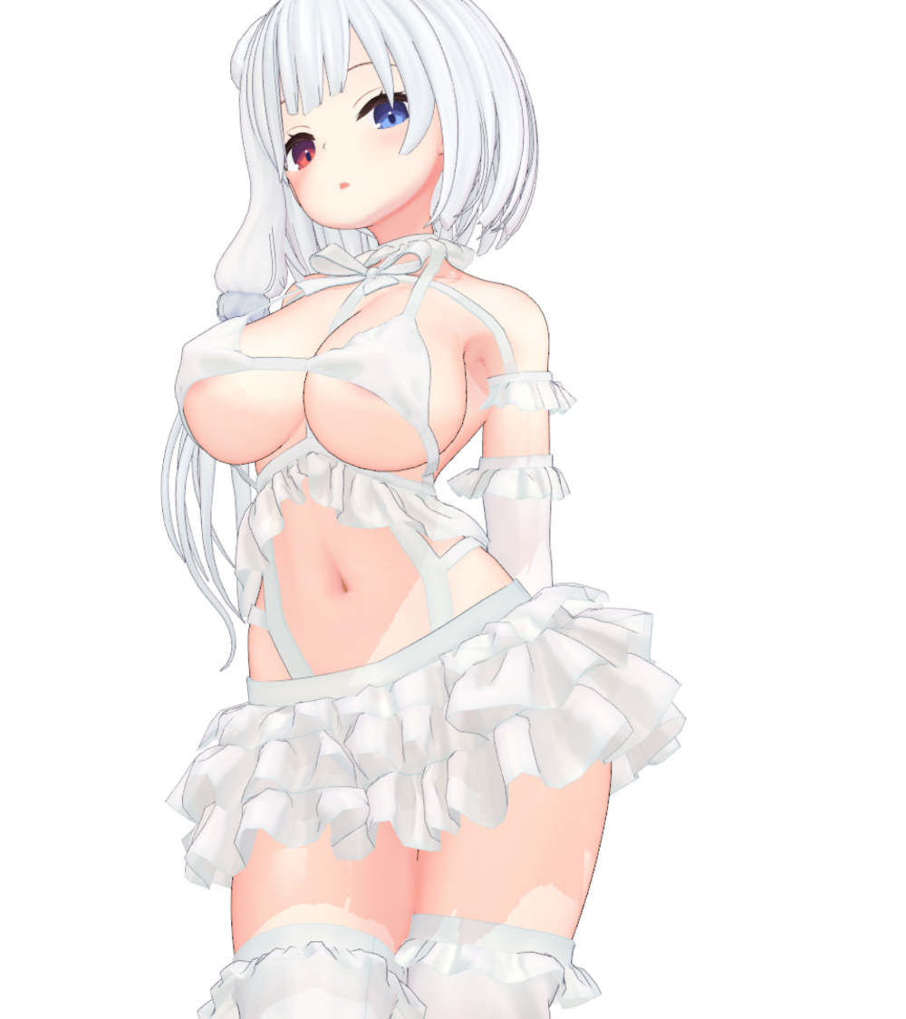 ・貧乳ボディ作成
こんな感じで色々試してみてます～🤗
スカートOFFがこんな感じです
胸元にリボンも追加しました
髪もおさげ無しにもしてみたり 