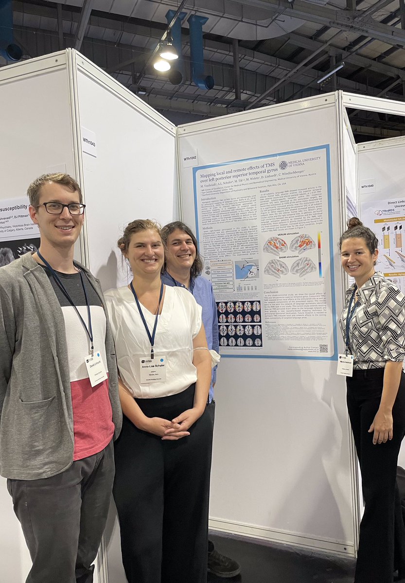What happens when you stimulate the language network? <a href="/MarVasileiadi/">Maria Vasileiadi</a> will present the results of our TMS/fMRI study today! Come see her poster WTh1042 between 13:45-14.45!