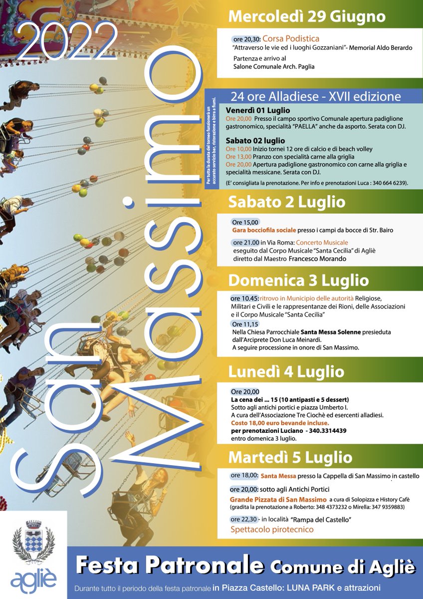 🎠 FESTA DI SAN MASSIMO 2022 🎉 

Vi aspettiamo! 🎯 

#Agliè #Festa #Eventi #Estate