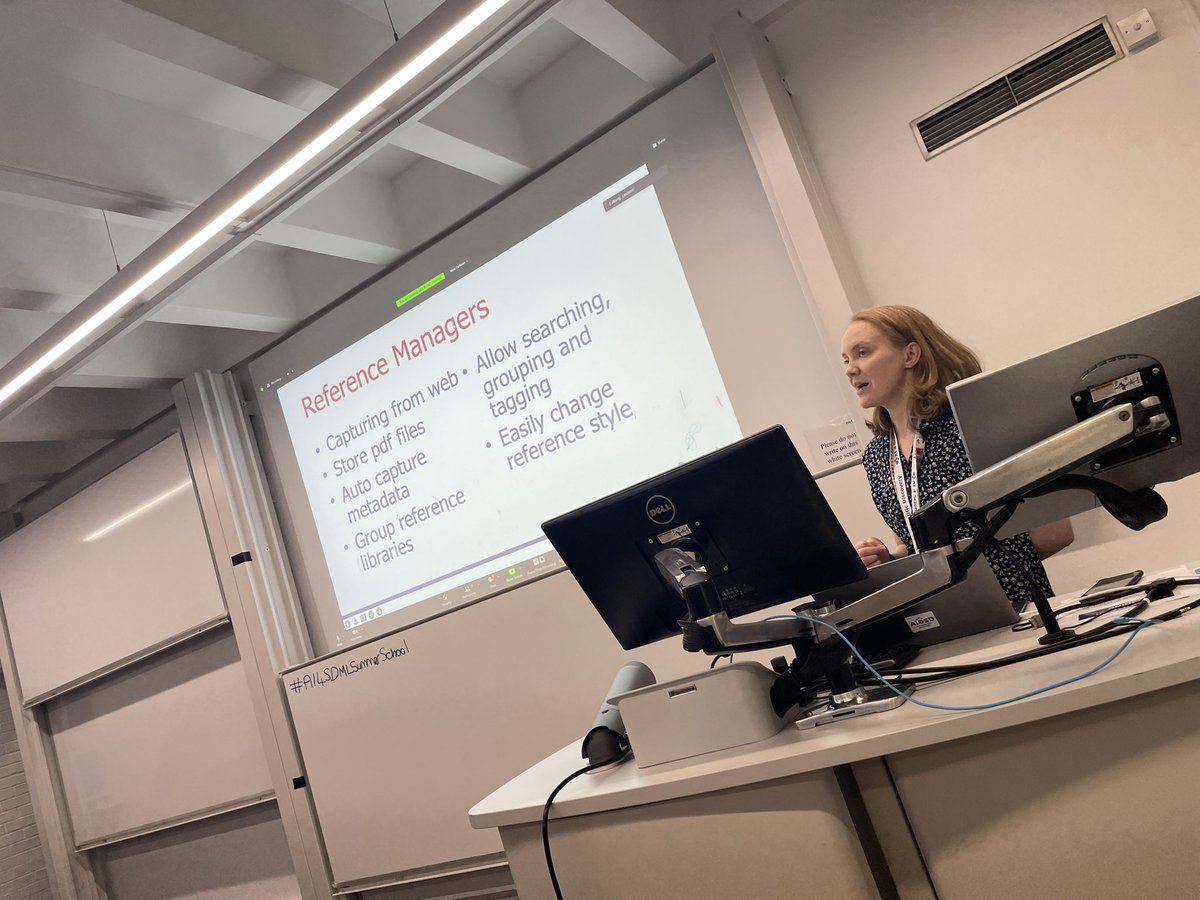 AISciNet's tweet image. The lovely @njkknight presenting on #references and #referencemanagers at #AI4SDMLSummerSchool!