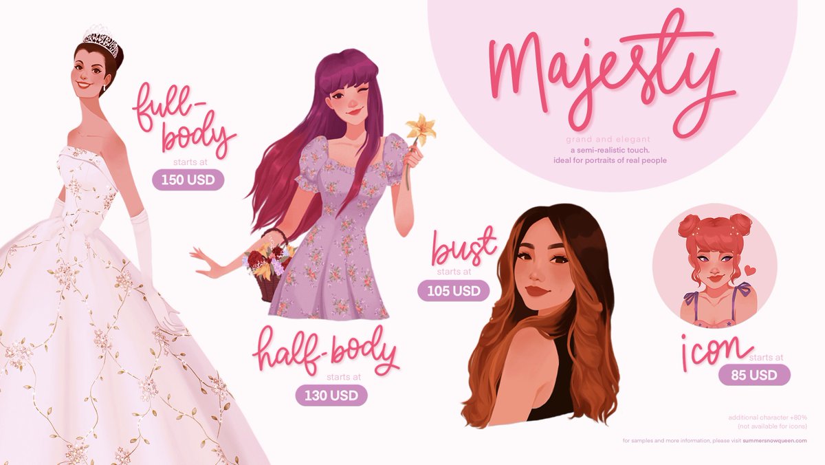 RTs appreciated ๐
Here's my updated price list for my digital illustration commissions for this summer~ I'd love to work on portraits and character art for this batch โจ
Check out my website for more info (link below) and don't hesitate to DM or e-mail me for any questions ๐ฅฐ
