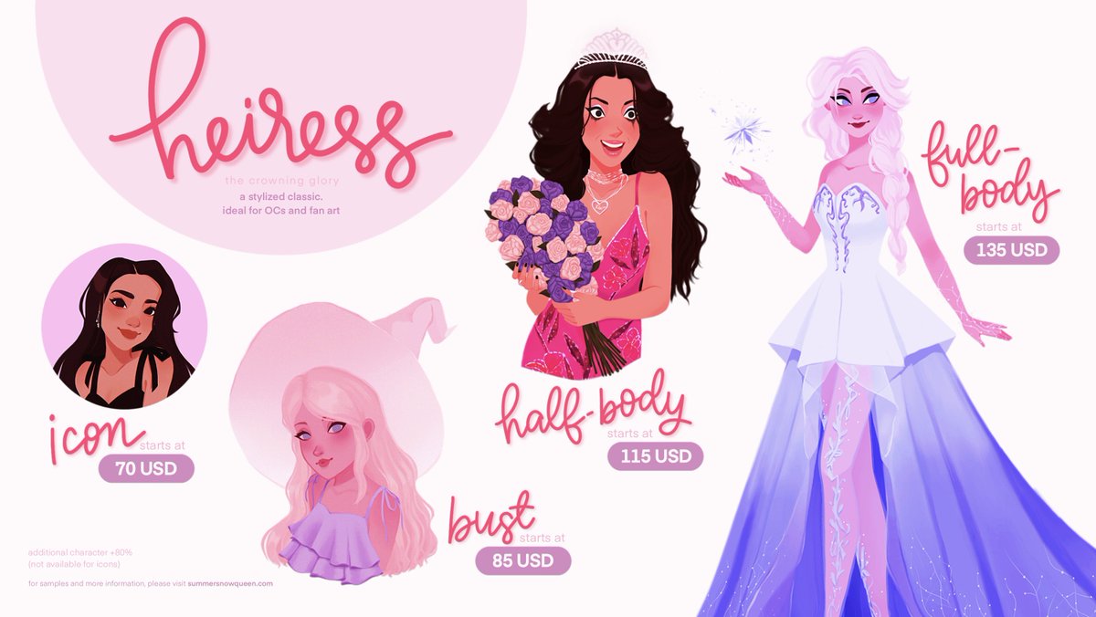 RTs appreciated ๐
Here's my updated price list for my digital illustration commissions for this summer~ I'd love to work on portraits and character art for this batch โจ
Check out my website for more info (link below) and don't hesitate to DM or e-mail me for any questions ๐ฅฐ