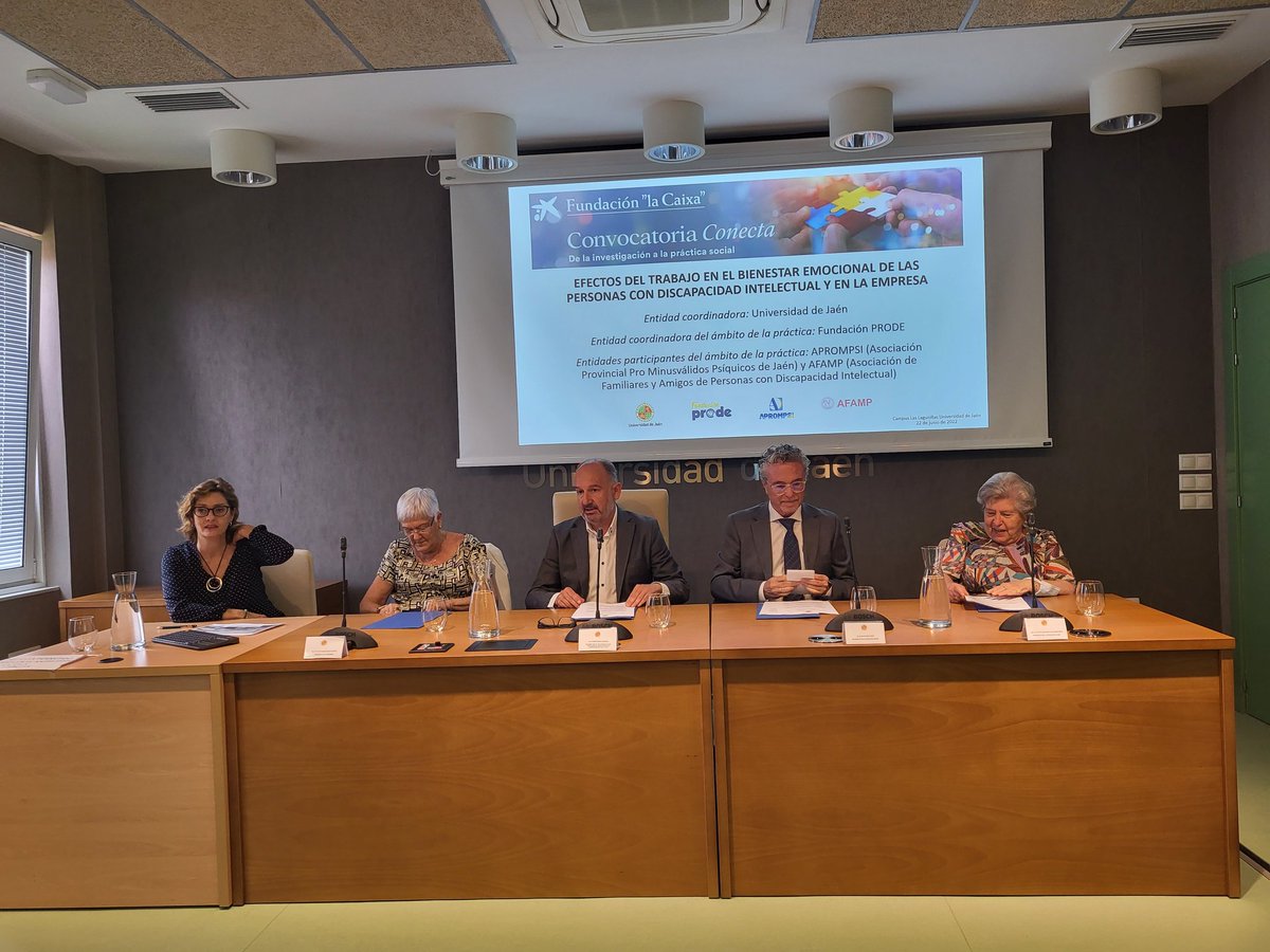 Hoy se presenta en la Universidad de Jaén EmoDI-IN3: “EFECTOS DEL TRABAJO EN EL BIENESTAR EMOCIONAL DE LAS PERSONAS CON DISCAPACIDAD INTELECTUAL Y EN LA EMPRESA”.
#afamp2022 trabaja en este proyecto financiado por <a href="/FundlaCaixa/">Fundación ”la Caixa”</a>, junto a <a href="/ujaen/">Universidad de Jaén</a> <a href="/FundacionProde/">Fundación PRODE</a> y Aprompsi