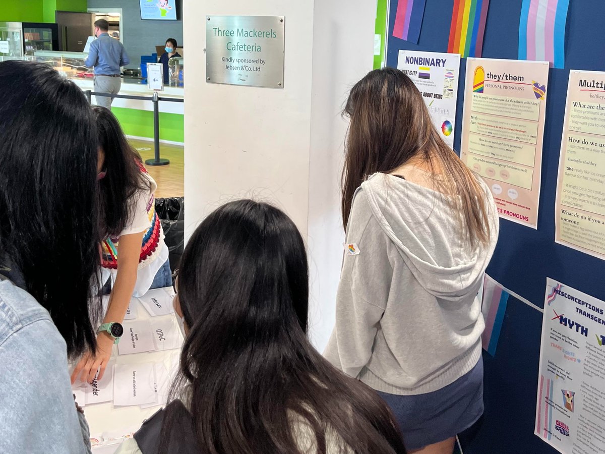 EmilyHillVAEd's tweet photo. Proud of today's successful Rainbow Day where the Pride ECA students set up an informative area in the school and ran two activities including teaching students about pronouns. Teachers were invited to teach Pride based lessons all week, great to see this happen across subjects. https://t.co/3L0yws1VAF