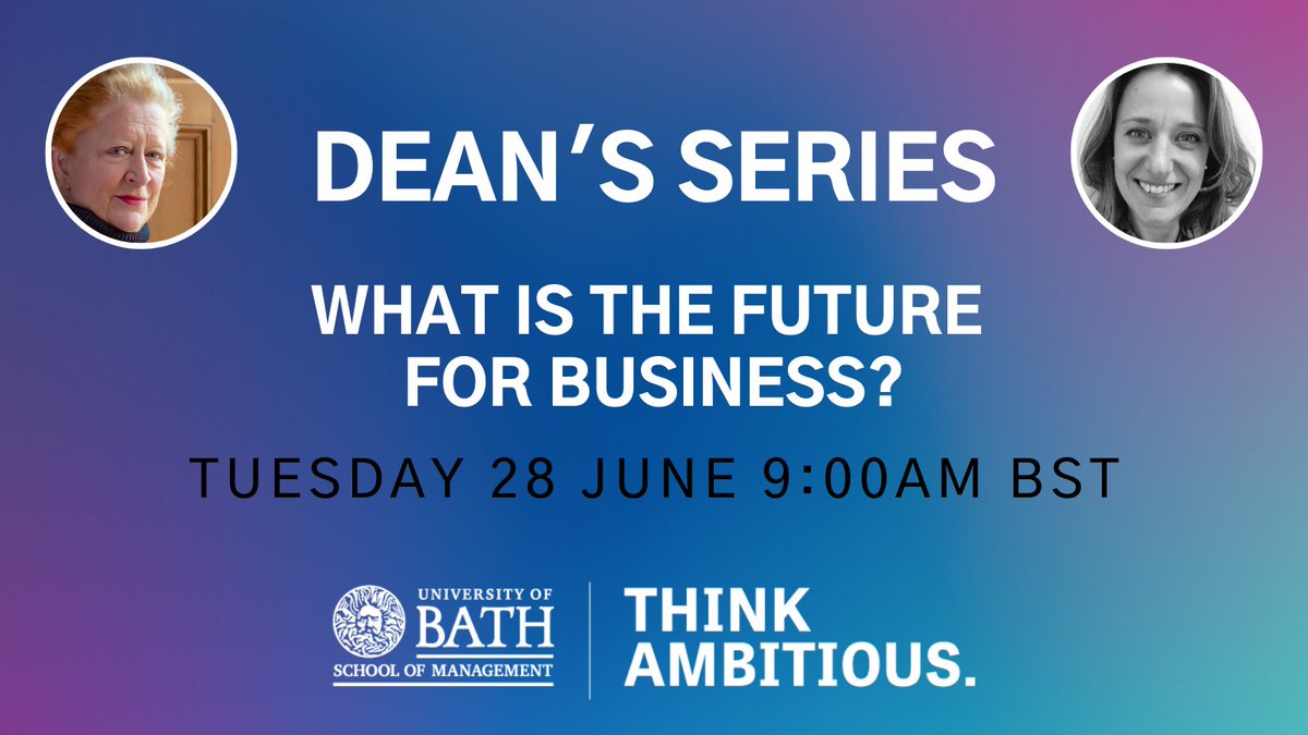 With growing expectations, costs and a need to become sustainable, companies are facing a very tall order. CEO of <a href="/Blueprint4Biz/">Blueprint 4 Business</a> Sarah Gillard joins <a href="/M_Heffernan/">Margaret Heffernan</a> to discuss how to navigate the 21st century for the next Dean’s Series on Tuesday 28 June
👉 bit.ly/3n6a5ML