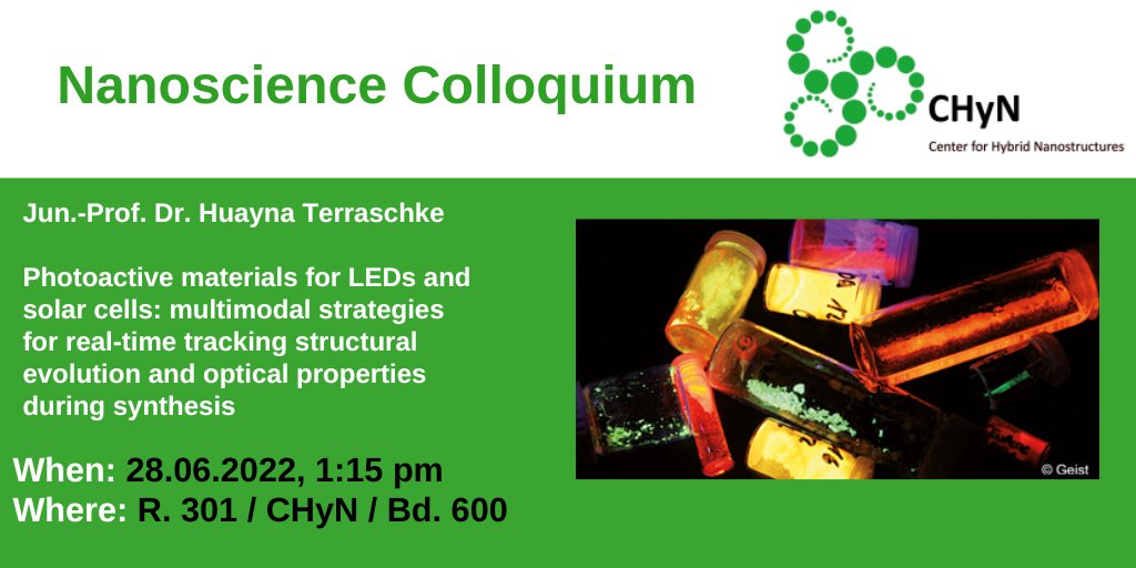 CHyN (@chyn_uniham) on Twitter photo Tuesday, June 28th. We are very pleased to announce the next talk within the "Nanoscience Colloquium" - CHyN meets HARBOR. Our speaker is Jun.-Prof. Dr. Huayna Terraschke <a href="/CHyN_UniHam/">CHyN</a> <a href="/desy/">DESY (Deutsch)</a> @DorotaKoziej <a href="/TUHamburg/">TU Hamburg</a> <a href="/harbor_unihh/">harbor_unihh</a> <a href="/unihh/">UniversitÀt Hamburg</a> <a href="/KoziejLab/">KoziejLab</a> Tuesday, June 28th. We are very pleased to announce the next talk within the "Nanoscience Colloquium" - CHyN meets HARBOR. Our speaker is Jun.-Prof. Dr. Huayna Terraschke <a href="/CHyN_UniHam/">CHyN</a> <a href="/desy/">DESY (Deutsch)</a> @DorotaKoziej <a href="/TUHamburg/">TU Hamburg</a> <a href="/harbor_unihh/">harbor_unihh</a> <a href="/unihh/">UniversitÀt Hamburg</a> <a href="/KoziejLab/">KoziejLab</a>