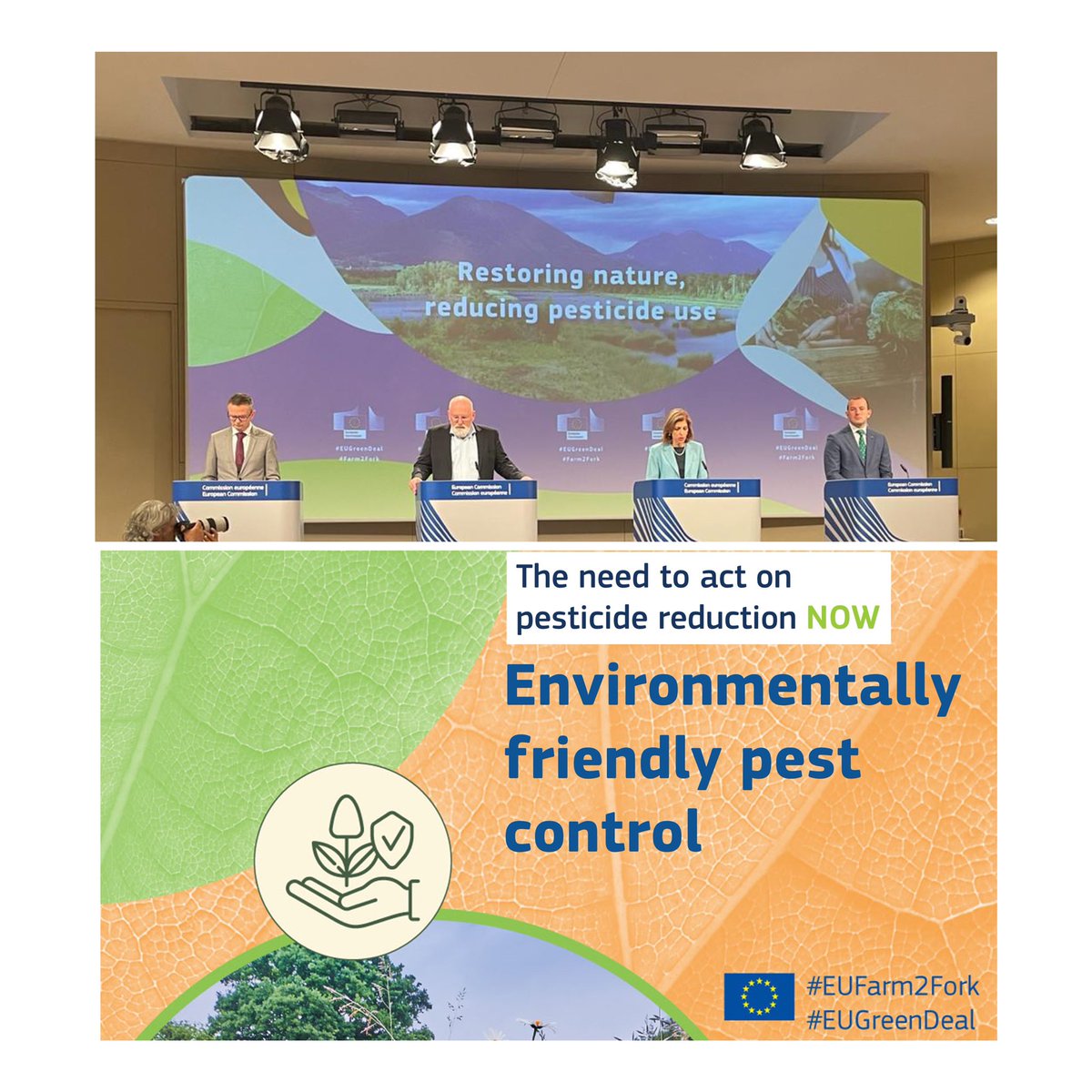 SKyriakidesEU's tweet photo. Time is up for pesticides.

Cutting pesticides by 50% by 2030 was #EUFarm2Fork commitment. 

Today we deliver. The time to act is now.

To achieve our goal, farmers will be fully supported financially through the transition to sustainable food systems. Nobody will be left behind. https://t.co/IyztWGQRpj