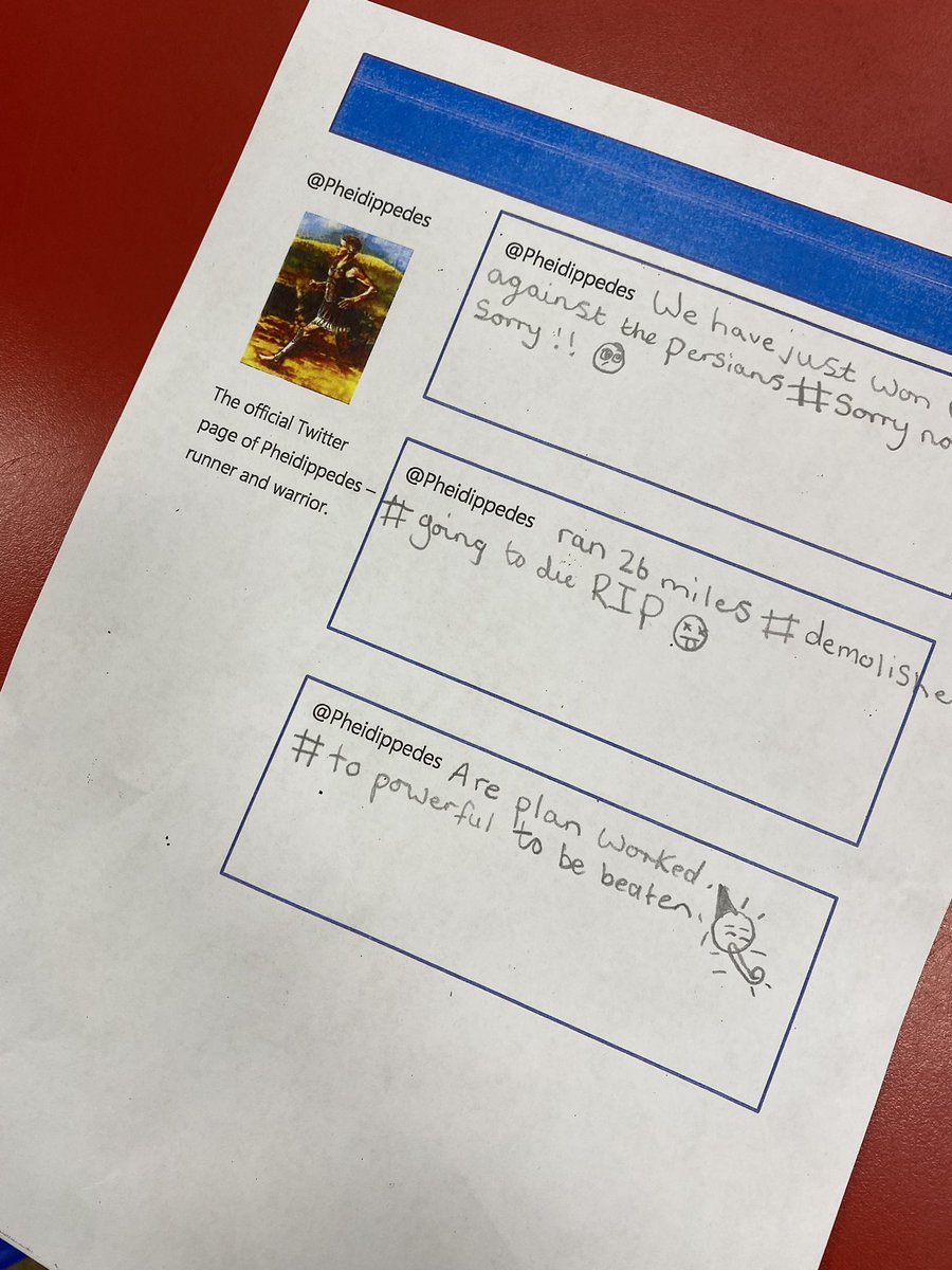 firsprimarysale's tweet photo. #Year5JB getting into the head of Pheidippides by role playing as his Twitter account manager #FirsEnglish https://t.co/qBwaRR0qXg