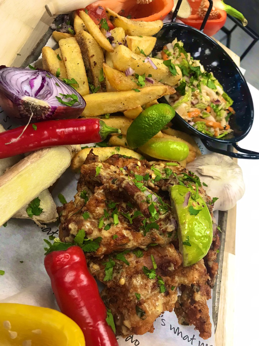 Spicy chicken wings, slaw &amp; salt &amp; pepper chips on today at one of are sites <a href="/ItswhatwedoWELL/">DineContractCatering</a> <a href="/S1Sanderson/">John Sanderson</a>