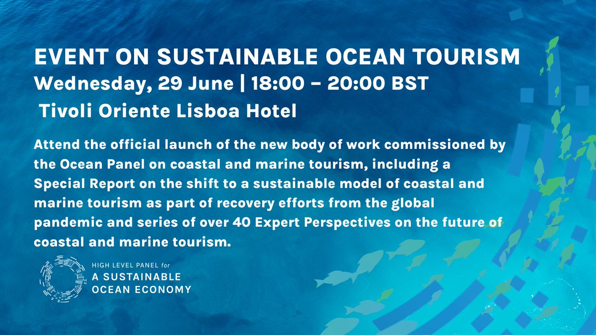 Attend the Ocean Panel Evening Event on Sustainable Ocean Tourism marking the launch of a new body of work commissioned by the Ocean Panel on coastal and marine tourism, happening on 29 June 2022. 
 
Register here: bit.ly/3aJAtt2