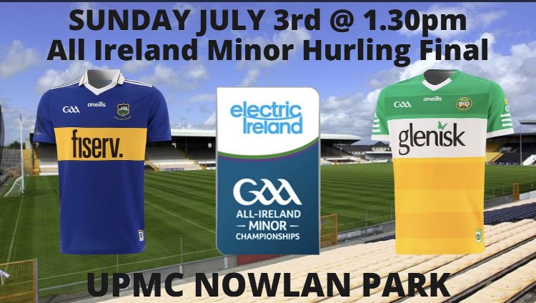Shaneytweet's tweet photo. Link for tickets for the All Ireland Minor Hurling Final in Nowlan Park. 
Get the tickets folks and get behind the team…nothing beats being there👍🏻🇺🇦 @TipperaryGAA @ElectricIreland 
https://t.co/wnnLaggIPz https://t.co/HdhiSFRpDl