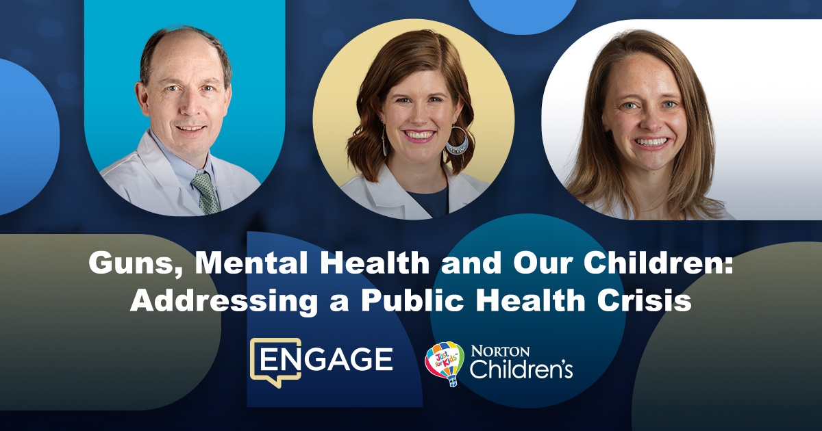 NortonChildrens's tweet photo. Engage with Norton Children’s providers TODAY for “Guns, Mental Health and Our Children.” Join #NortonHealthcareEngage as we discuss pediatric mental health, firearm safety, and how we can impact our children’s future. Register now:  https://t.co/34J7C8iwj4 https://t.co/GbRH8qzoRD