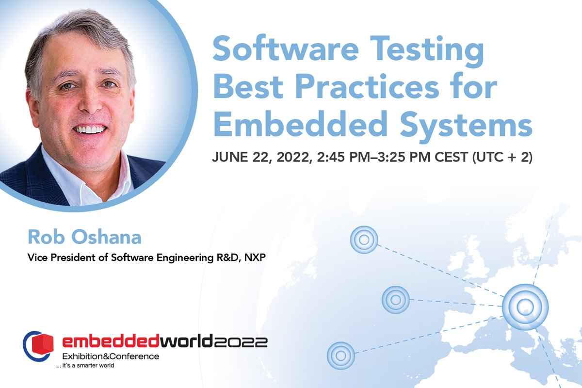 NXP's Rob Ashana, VP of Software Engineering R&amp;D, takes to the #EW22 classroom to share his insights on Software Testing Best Practices for Embedded Systems. Learn more about the latest innovations we're exhibiting and stop by the booth: ow.ly/xG1850JEqS8 #NXPEmbeddedWorld