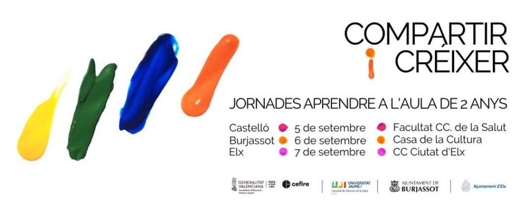 CEFIREambitEI's tweet photo. 👋🏼 Hola!
📌 Ja en inscripció les Jornades Compartir i Créixer: Aprendre a l'aula de 2 anys ✨
📆 Al setembre
👥 Presencials
🗺 A Castelló, València i Alacant
ℹ️ Més info i inscripcions ací:
https://t.co/drrrCNaLsL
@GVAeducacio @GVA_Cefire https://t.co/9tqtJP33bt