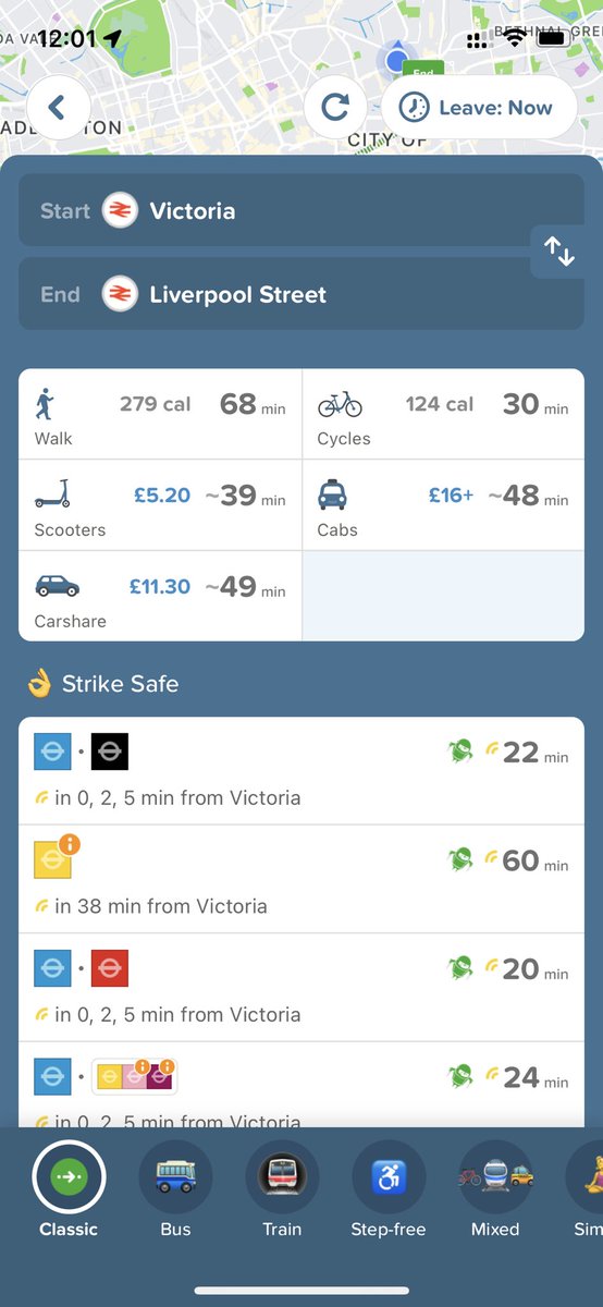 topikito's tweet photo. .@Citymapper offers a “Strike safe” section. Superb. https://t.co/PgHep3a3cy