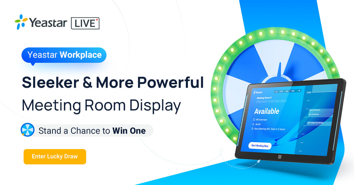 ✨ #YeastarWorkplace Meeting Room Display just got sleeker and more powerful! Curious about what it is capable of with NFC, LoRa, and Type-C?

Stay tuned for our live stream and enter the lucky draw here: hubs.ly/Q01fcpJX0

🤩 You'll have a chance to win a free one!