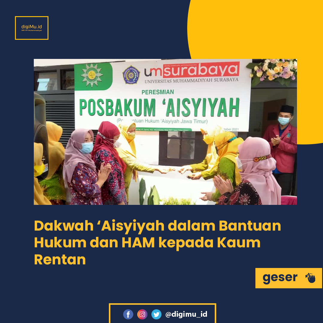digimu_id's tweet photo. SobatMu, adalah yang di daerahnya punya Posbakum Aisyiyah? Kehadiran Pos Bantuan Hukum (Posbakum) sangat penting mengingat banyak di antara masyarakat khususnya perempuan dan anak yang tak dapat mengakses bantuan hukum. 

#DigiMuID #Muhammadiyah #Aisyiyah #posbakumaisyiyah https://t.co/ITV8U39D5I