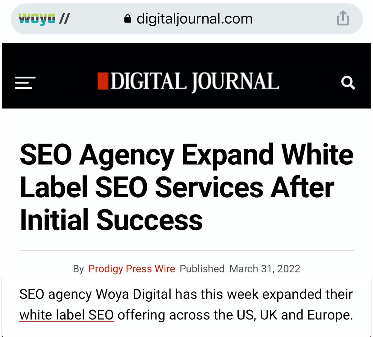 The power of #digitalPR - coverage and publicity across major digital media news networks, plus improved search engine rankings 🚀 Make some noise! 📢
👉 digitaljournal.com/pr/seo-agency-…
#digitalpressrelease #brandmarketing #seoagency  #woyadigital