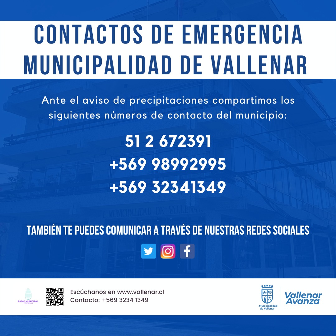 [ATENCIÓN‼️] Buen día,  en caso de acontecer alguna emergencia🌧, el Municipio ha dispuesto los siguientes contactos: