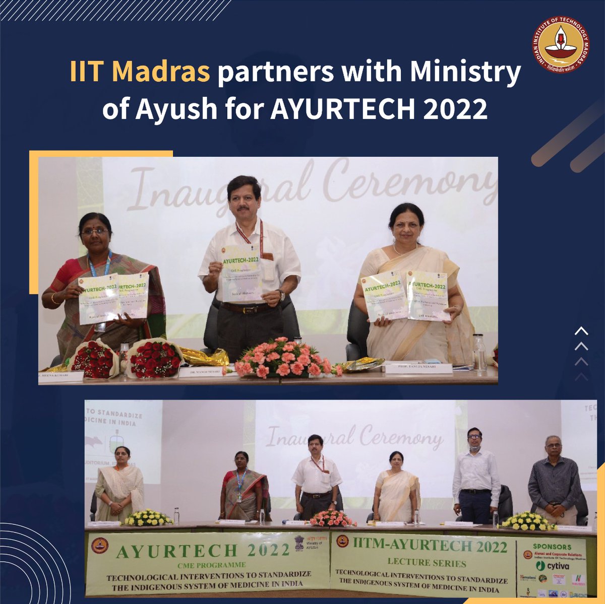 iitmadras's tweet photo. @iitmadras has partnered with @moayush to organise 2 major events on the indigenous system of medicine in India. @iitmadras is providing a forum for the #Ayush scientists &amp; researchers to hear from the experts in academia and industry and to get an overview of Ayush sciences. https://t.co/sCG1DzcuFk