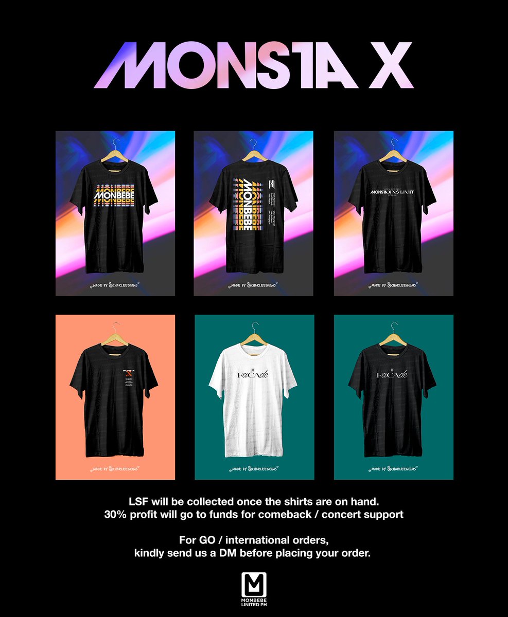 Monsta X No Limit Tour FANMADE Shirts

👕30% profit will proceed to comeback/concert support fund
👕First 30 paid buyers will receive a gift from us!
👕DOO: June 22 - July 10

PH - forms.gle/pb75EgBCNzxhwm…
INTL - forms.gle/bHeKJzWNEBmtSj…

Click the form for more details! ♥