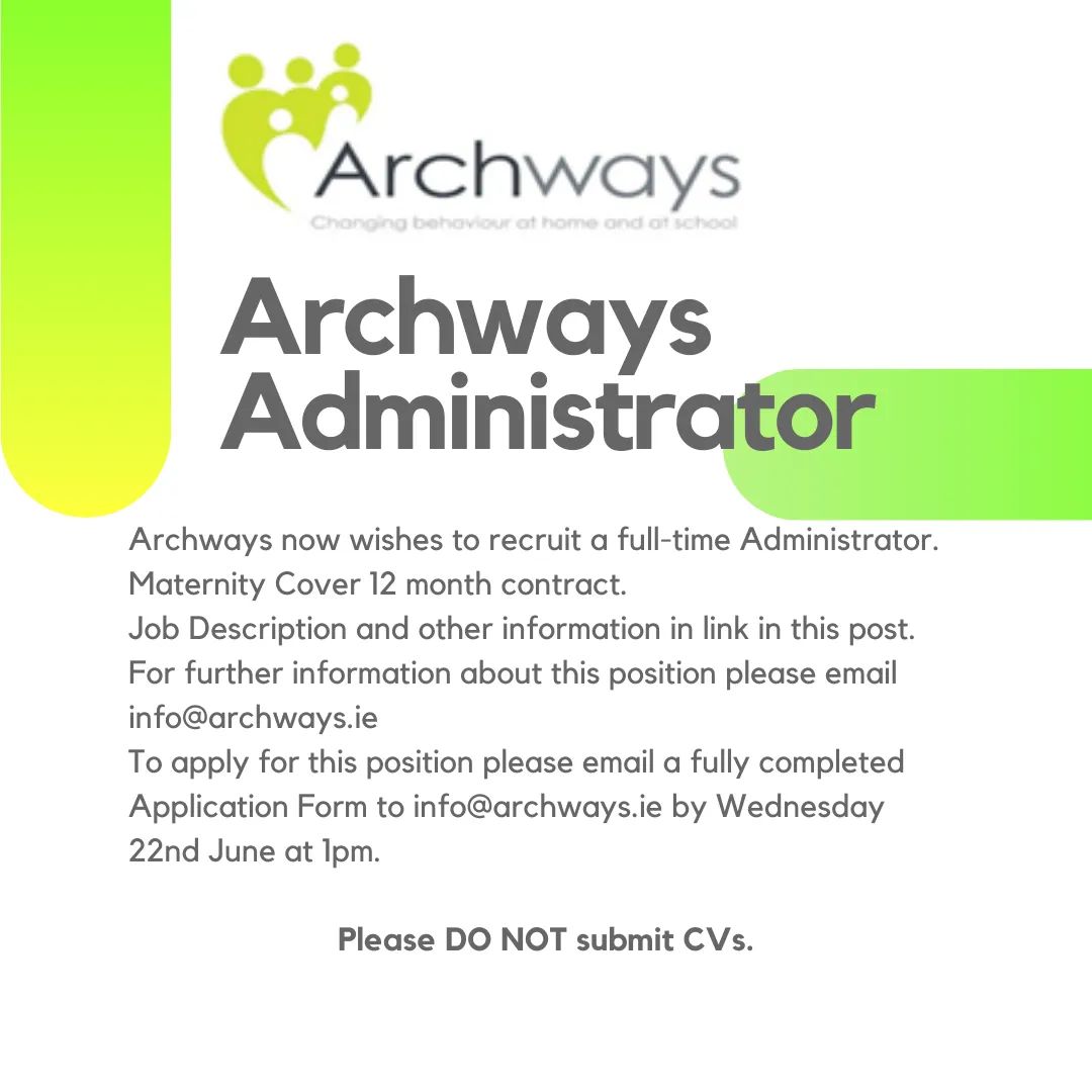 Applications extended til June 30th for the Admin position.  @dublinjobs @jobsdublin @dublinjobsplus @Activelink