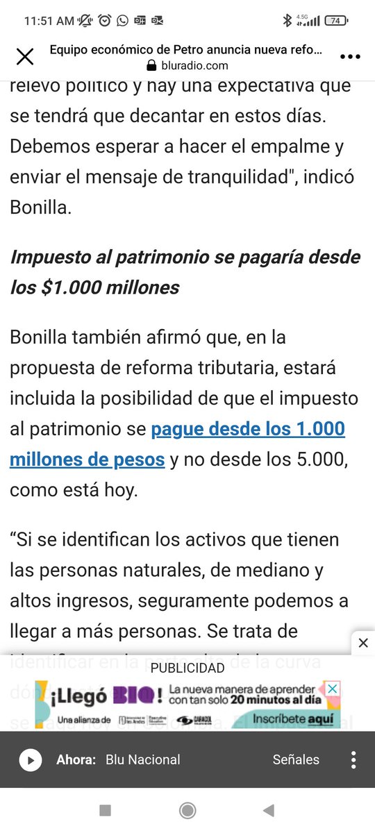 leidy_beta's tweet photo. @ClauVasquezS @nestor_p_o @MargaritaRepo Porque no leemos y nos informamos bien antes de crear pánico? Lo que dice Bonilla es que se debe hacer una depuración, y adiciona que el impuesto al patrimonio será desde los mil millones https://t.co/qOjl50W1S0