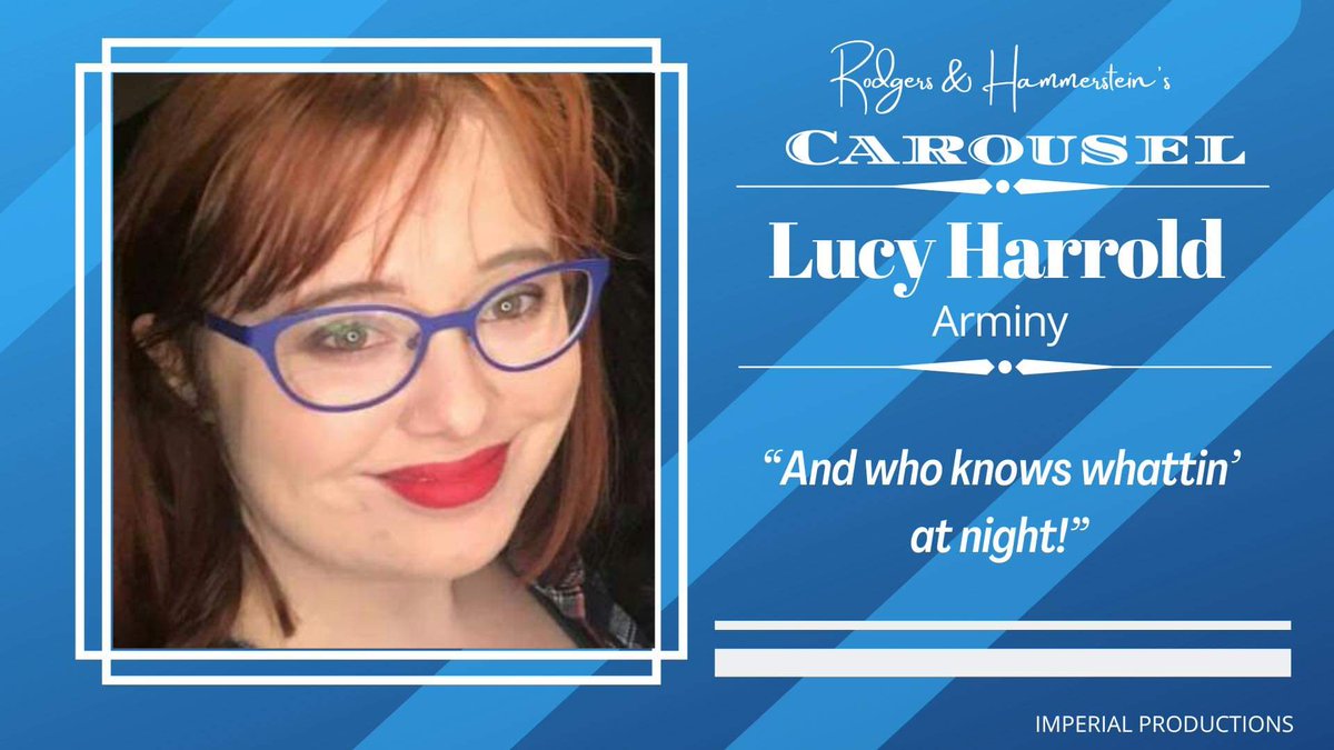 Meet our first cast member, a frequent performer in @Imperial_Prod79 shows, <a href="/lucy_r_harrold/">Lucy Harrold</a> is also our costume designer, skillfully kitting us out in costumes from 1909 and 1924. Check out her handiwork from 26-30 July in #budleighsalterton
#carousel #rogersandhammerstein