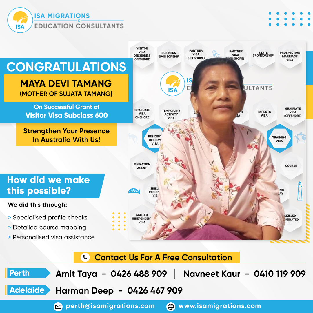 isamigrations's tweet image. 🎉Congratulations!!!

♦MAYA DEVI TAMANG on Successful Grant of #VisitorVisa600♦

Thank you for choosing @isamigrations

Call us today to check your eligibility for #Visitorvisa 🇦🇺
☎️+61 426 488 909

#visa #Migration #immigration #visitorvisa #Australia #visitor