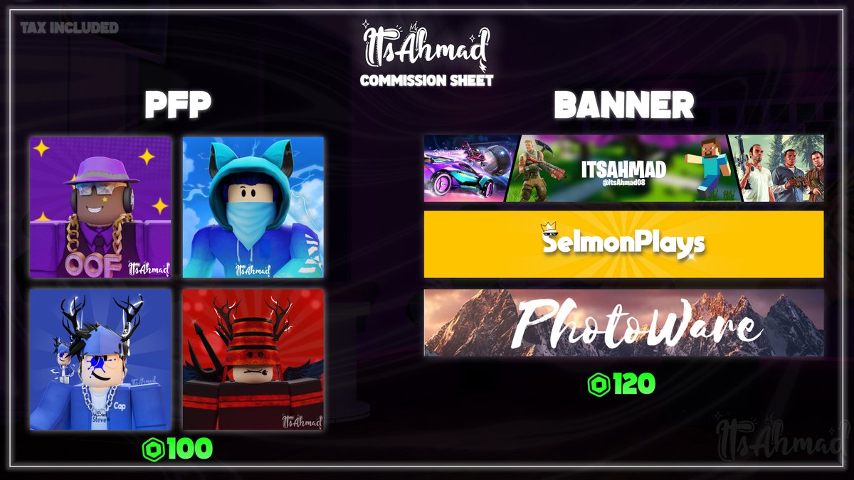 BytexFX's tweet photo. Commission Sheet Summer 2022!☀️

If you have any questions or would like to order, Feel free to message me on Twitter or Discord at ItsAhmad#2894💬

Likes, Retweets &amp; Comments are much appreciated [❤️♻️]

| #Roblox | #RobloxDev | #RobloxGFX | #RobloxArt | #CommissionSheet | https://t.co/XYmTBFXPmD