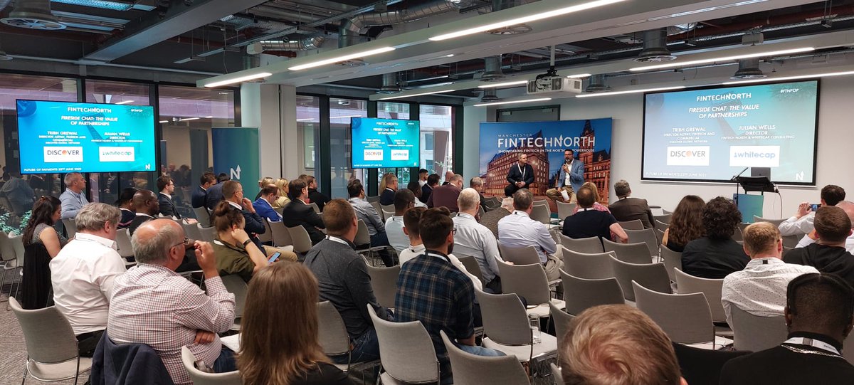 🤝 Next up: we welcome Tribh Grewal, Director <a href="/altpayuk/">AltPay</a> &amp; FinTech and Commercial, <a href="/DiscoverGlobal/">Discover Network</a> for a Fireside Chat around The Value of Partnerships in FinTech w/ <a href="/julianwhitecap/">Julian Wells</a>, Director of Whitecap Consulting.

✅ Great insight for Start-ups

#FTNFOP #FinTechNorth