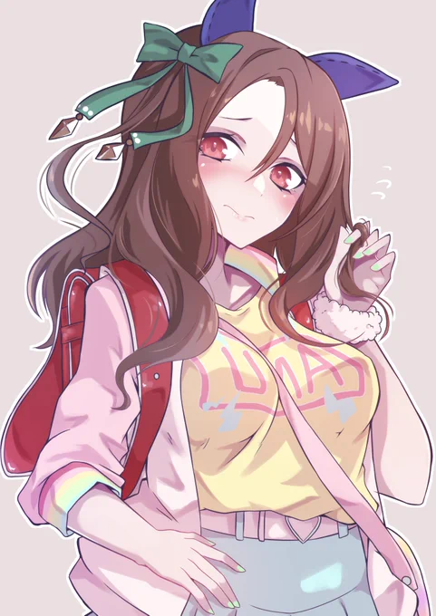 「き、着てみたけど…」
#ウマ娘 #キングヘイロー 

リクエストのやつです。ありがとうございましたー! 