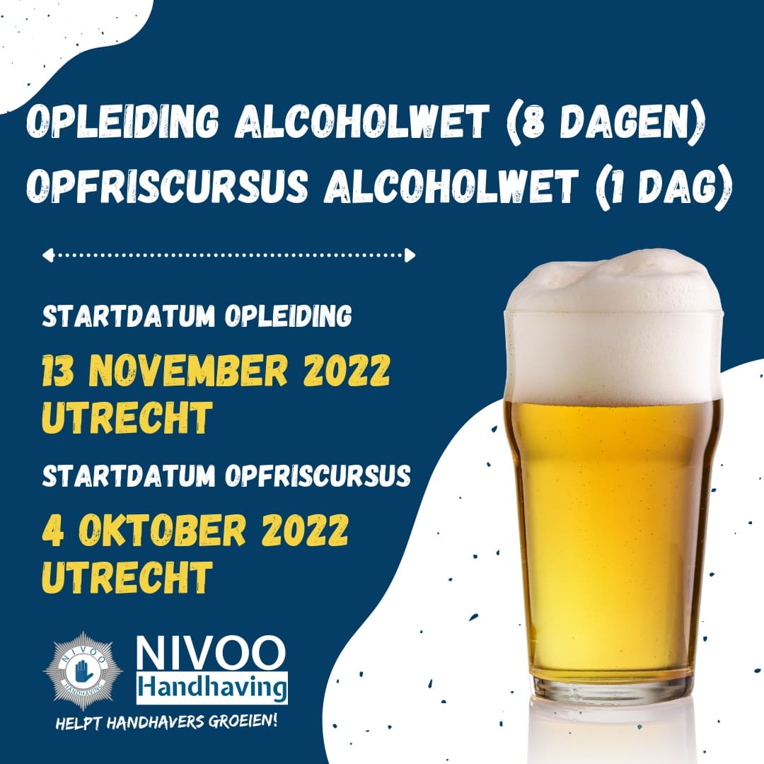 Dit najaar staat de 8-daagse opleiding toezichthouder Alcoholwet weer gepland. Er zijn nog een aantal plekken vrij! 

Ook kun je je nog inschrijven voor de Opfriscursus Alcoholwet. 

Zie voor alle data nivoo.nl/cursusagenda

#handhaving #BOA #toezichthouder #gemeente
